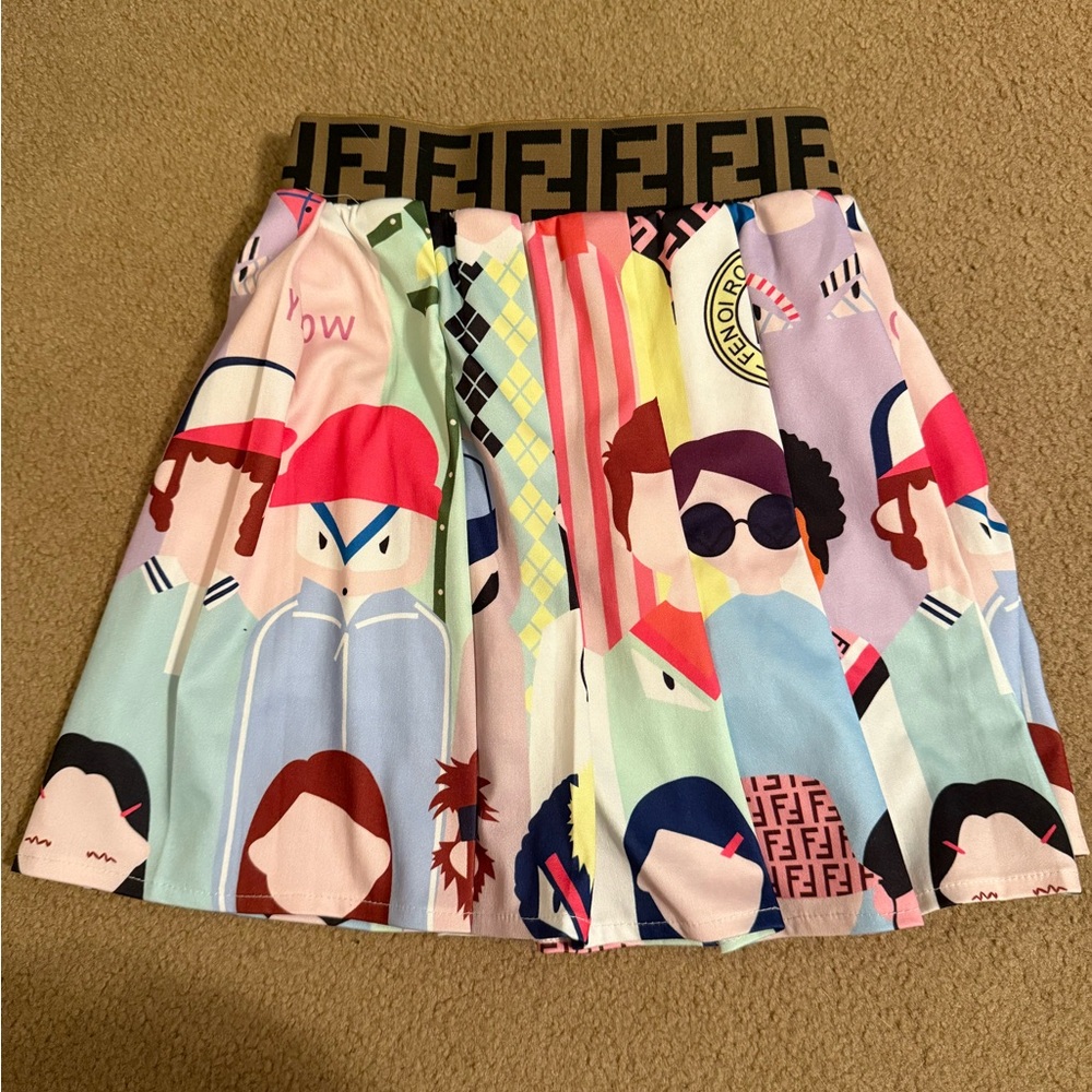 Fendi Women's Colorful Graphic A-Line Skirt